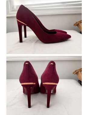 Ted Baker London Burgundy Suede Pointed-Toe Pumps